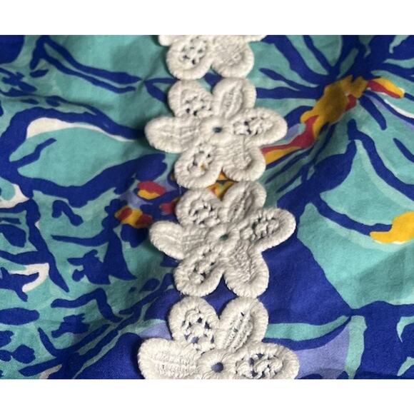 Lilly Pulitzer Girls Shift Dress Size 10 Blue Floral Cotton Sleeveless Mai Tai - Picture 5 of 15